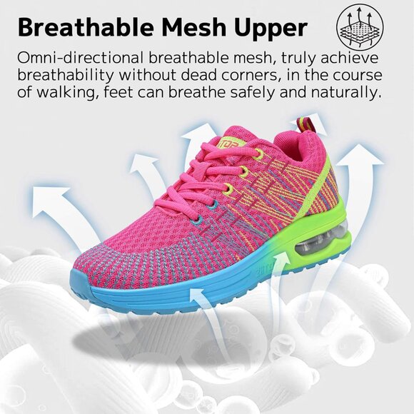 Brand New Women Pink Blue Rubber Running Shoes Air Cushion Mesh Sneakers 8.5 - Picture 2 of 7
